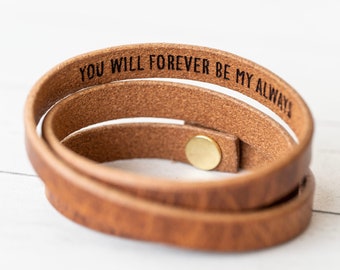 Leather Bracelet For Her - Secret Message - Hidden Words - Triple Wrap - Mens Bracelet