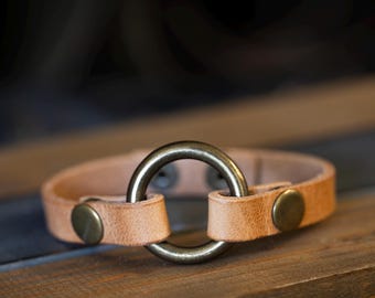 Personalized Leather Exchangeable Ring Bracelet – Petite Strap – Sentimental Cuff