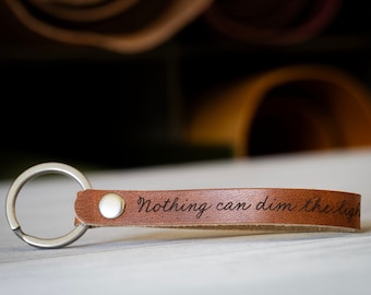 Leather Keychain Personalized Gift | Snap Keyring Custom Colors & Hardware | Engrave Words Quotes Affirmations | Perfect Gift Idea