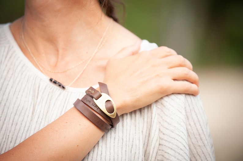 Eggplant Purple Leather Wrap Bracelet, Handmade Personalized Boho Style image 10