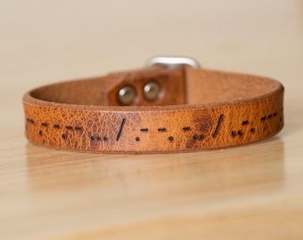 Morse Code Bracelet Leather Couples Bracelet | Always and Forever | Handmade Jewelry Engraved Personalized Gift For Her Mens Bracelet