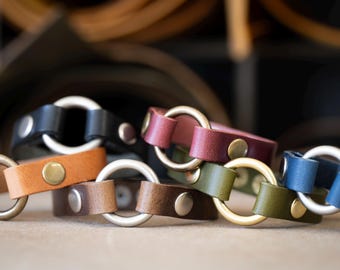 Custom Leather Ring Bracelet: Memorial Jewelry, Personalized Engraving