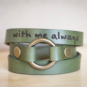 Personalized Leather Ring Bracelet: Custom Engraved Keepsake