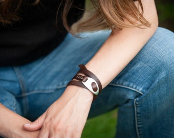 Brown Leather Wrap Bracelet, Handmade | Personalized | Boho Style