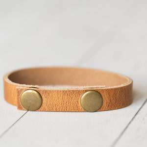 Personalized Gift Leather Engraved Bracelet With Snaps Stronger Than The Storm Walnut Antique Brass Affirmation image 6