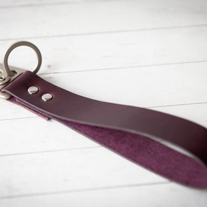 Eggplant Purple Wristlet Boho Personalized Leather Key, Custom Keychains Key Fob Keyring, Gift for Her, Purse Clip Clutch image 10