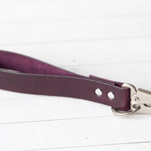 Eggplant Purple Wristlet Boho Personalized Leather Key, Custom Keychains Key Fob Keyring, Gift for Her, Purse Clip Clutch image 6