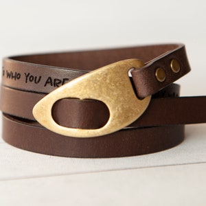 Personalized Leather Wrap Bracelet Handmade Gift for Her Boho Style Chic Customizable Men's Bracelet image 6