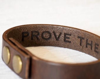 Personalized Leather Bracelet – Hidden Message Engraved Cuff, Gift for Him