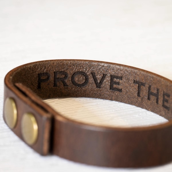 Pulsera de cuero personalizada con mensaje oculto grabado, regalo para él