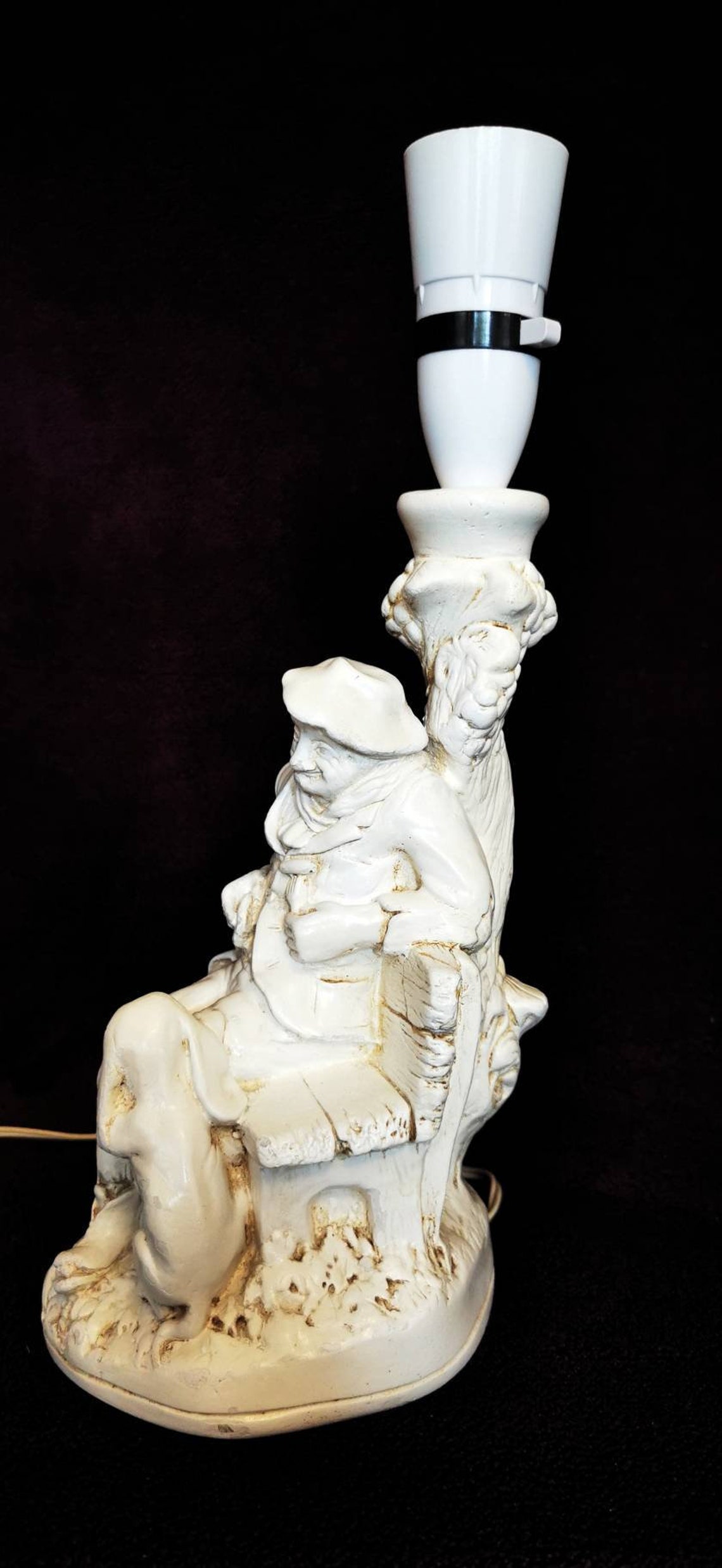 Vintage White Plaster Figurine Lamp Base Etsy