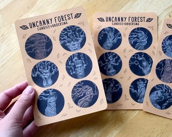 Fall Tree Stickers: 18 "Uncanny Forest" Tree Ents, 4" x 6" Matte Kiss Cut 3 Sheets