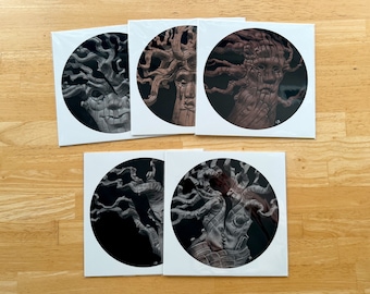 Whimsical Art Print Set of 5: Uncanny Forest Series Tree Portraits