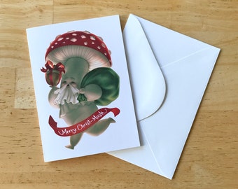 Mushroom Santa Christmas Cards (Pack of 6): "Merry Christ-Mush"