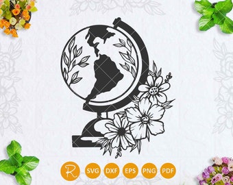 Download Floral Globe Svg Etsy