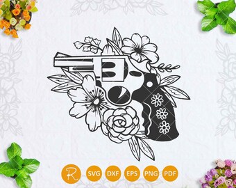 Download Floral Gun Svg Etsy