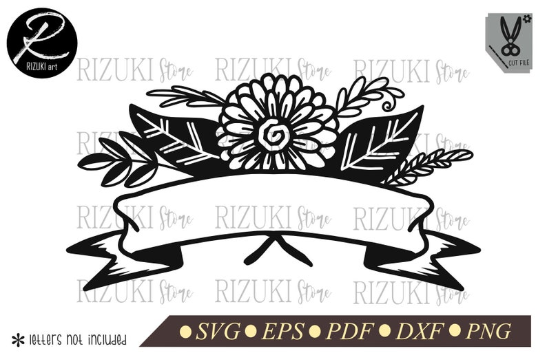 Download Floral Ribbon SVG Wedding flowers Svg Wedding monogram Svg | Etsy
