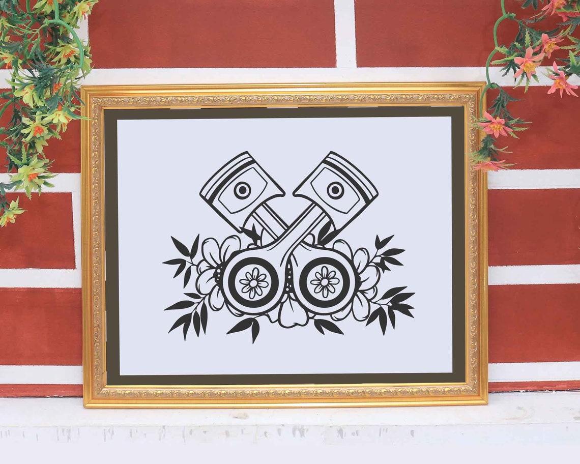 Piston SVG Piston With Flower Svg Floral Piston Svg Etsy
