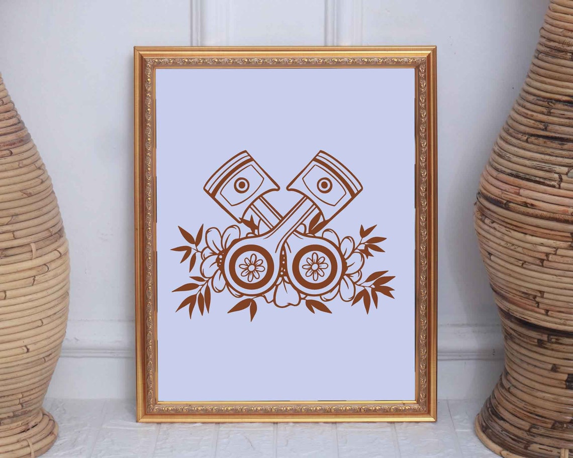 Piston SVG Piston With Flower Svg Floral Piston Svg Etsy