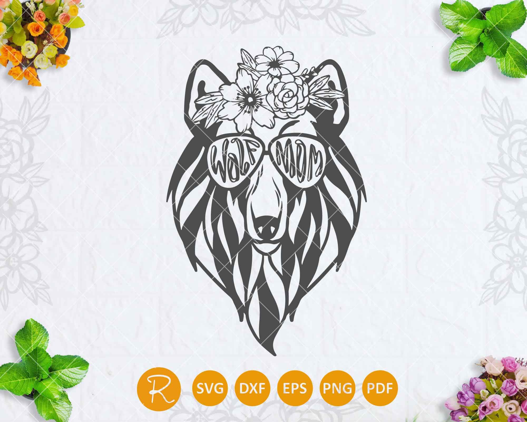 Mama wolf svg wolf mom svg cool wolf svg wolf with glasses Etsy