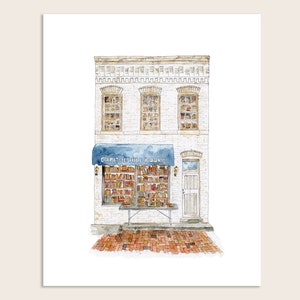 DIGITAL DOWNLOAD - Capitol Hill Books, Hand Drawn Watercolor Art, Wall Art, Bookstore Art, DC Art