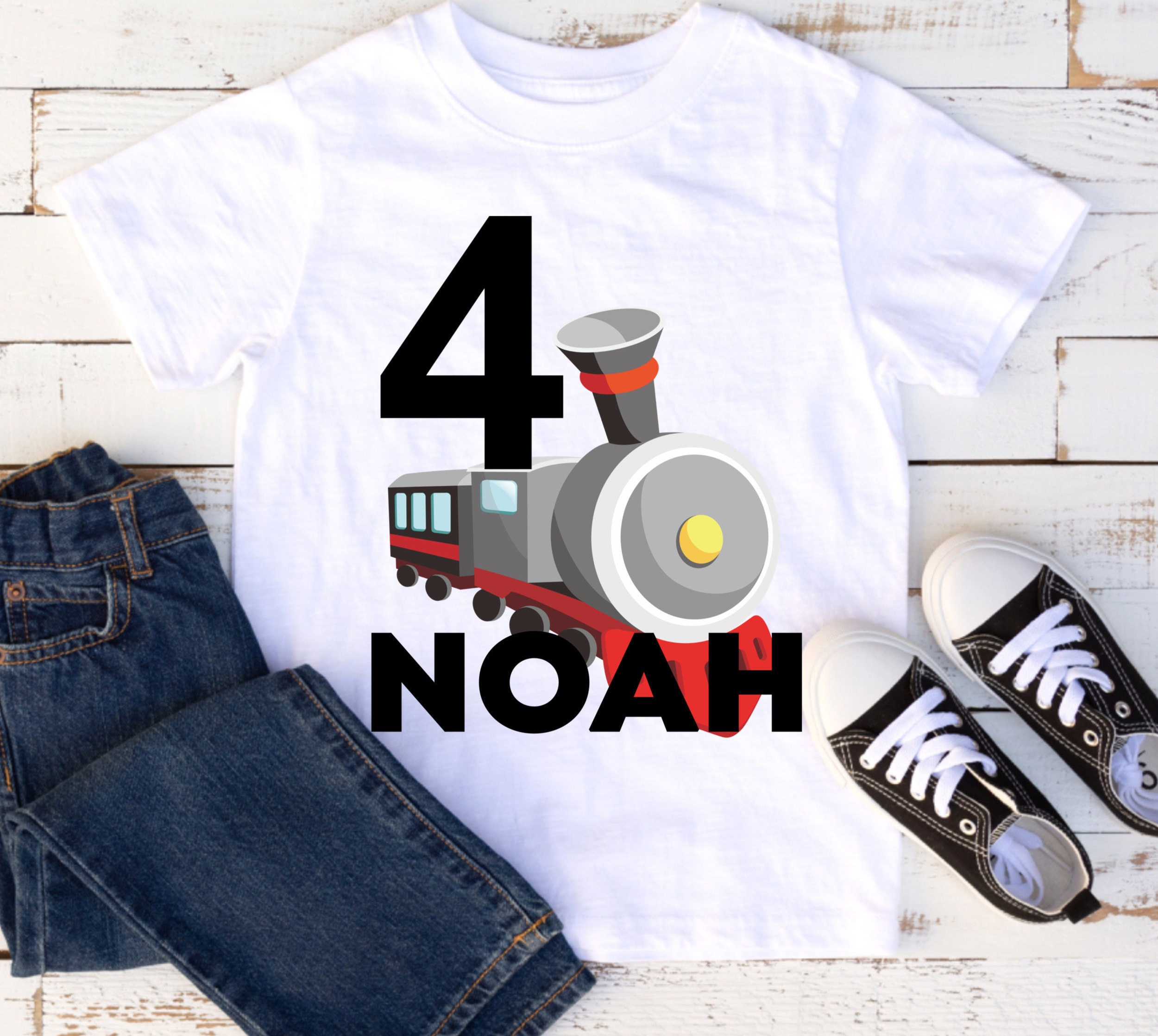 Boy's Train Birthday Shirt with Name and Age/ Baby Etsy