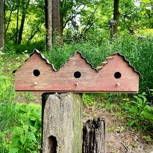 Birdhouses~Rustic Birdhouse~Garden Decor~Yard Decor~Tin Rood Birdhouse~Wood Birdhouse~Outdoor Decor~Metal Rood Birdhouse~Wren Birdhouse