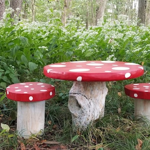 Children's Mushroom Table and Chairs~Tea Party Table and Chairs~Children's Play Table~Tea Party Table Set~Fairy Table and Chairs