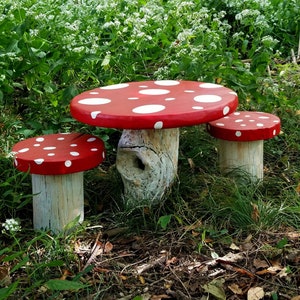 Children's Mushroom Table and ChairsTea Party Table and ChairsChildren's Play TableTea Party Table SetFairy Table and Chairs image 3