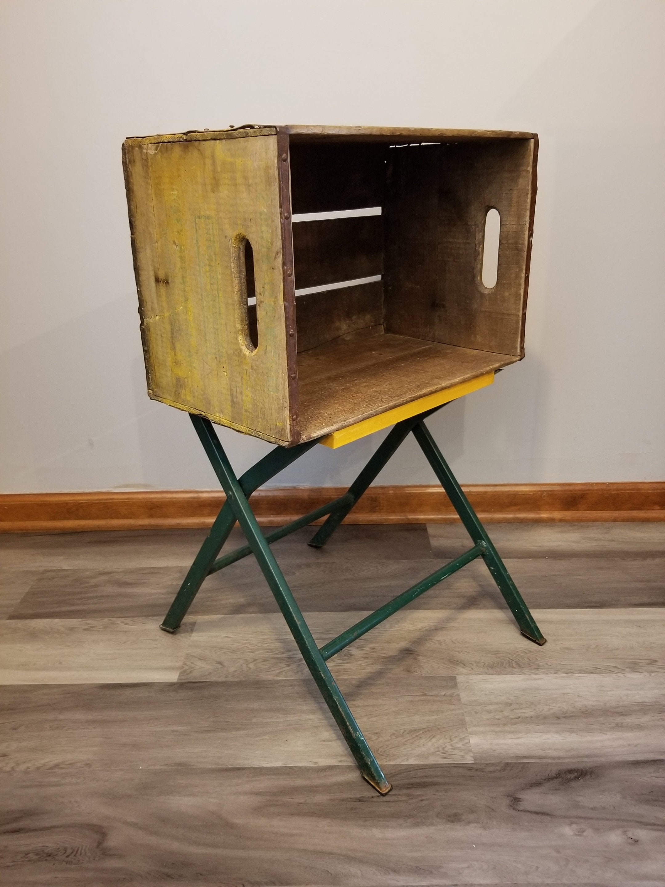 Wooden crate side table upcycled crate side table vintage Etsy
