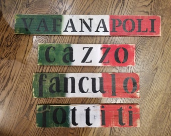Italian Signs~ Italian Swear Word Signs~Funny Italian Signs~Italian Decor~Italian Wall Hanging~Rustic Italian Sign~Italian Room Decor