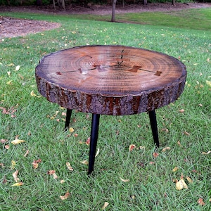 Live-Edge Side Table~Coffee and End Tables~Living Room Furniture~Live-Edge End Table~Round Wood Tables~Wood Furniture~Wood End Table~Tables