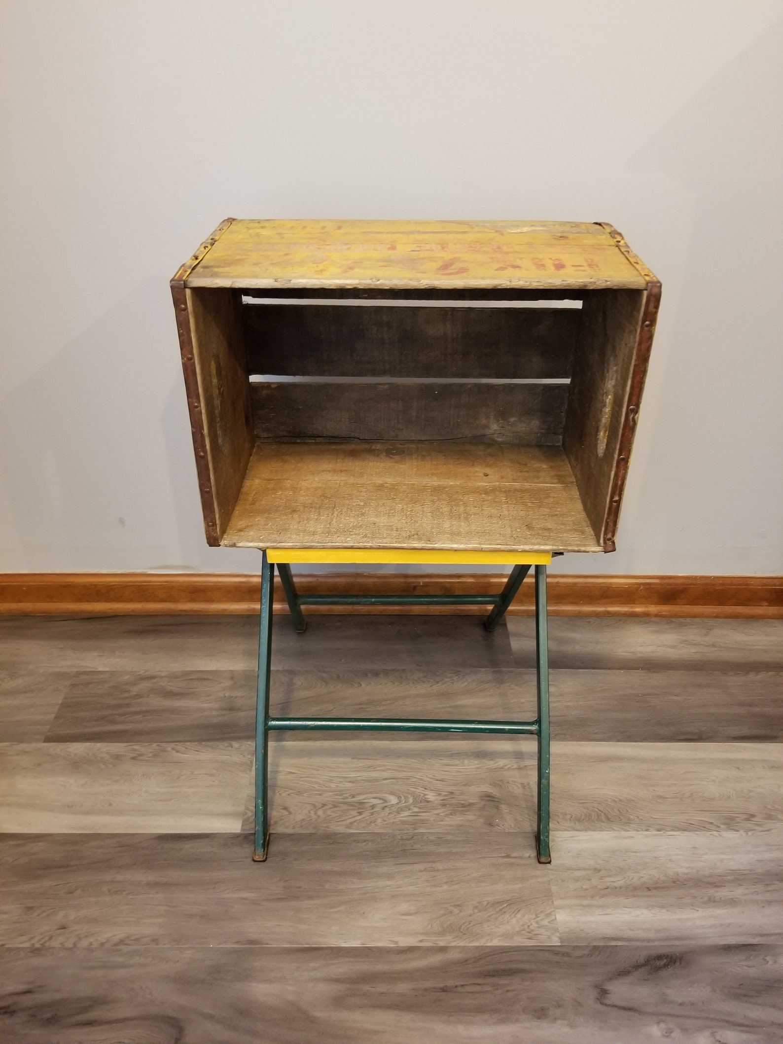 Wooden Crate Side Table Upcycled Crate Side Table Vintage Etsy