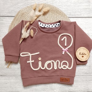 Oversized Sweater, Personalisierter Pullover, Sweater mit Name/Zahl/Motiv, Pullover mit Kordelapplikation individuell, Pulli zum Geburtstag Bild 6