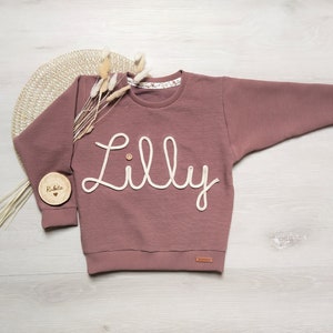 Oversized Sweater, Personalisierter Pullover, Sweater mit Name/Zahl/Motiv, Pullover mit Kordelapplikation individuell, Pulli zum Geburtstag Bild 2