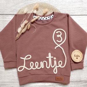 Oversized Sweater, Personalisierter Pullover, Sweater mit Name/Zahl/Motiv, Pullover mit Kordelapplikation individuell, Pulli zum Geburtstag Bild 4