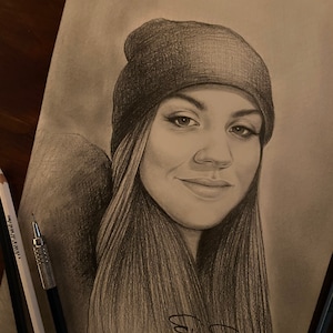 Custom Pencil Portrait from Photo, Original Portrait, Hand Drawn Portrait, Drawing, Birthday, Anniversary, Family, Friend, Personalized Gift