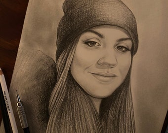 Custom Pencil Portrait from Photo, Original Portrait, Hand Drawn Portrait, Drawing, Birthday, Anniversary, Family, Friend, Personalized Gift