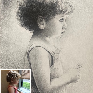 Custom Pencil Portrait from Photo, Original Portrait, Hand Drawn Portrait, Drawing, Birthday, Anniversary, Family, Friend, Personalized Gift