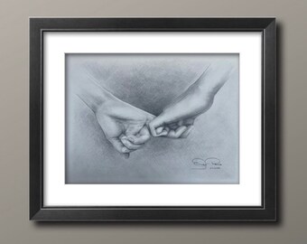 Dibujo a lápiz original titulado "Promise Me" - 9"x12"