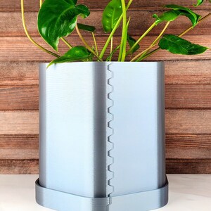 Stitch Hexagon Planter with Drip Tray | Modern 6" Indoor Pot