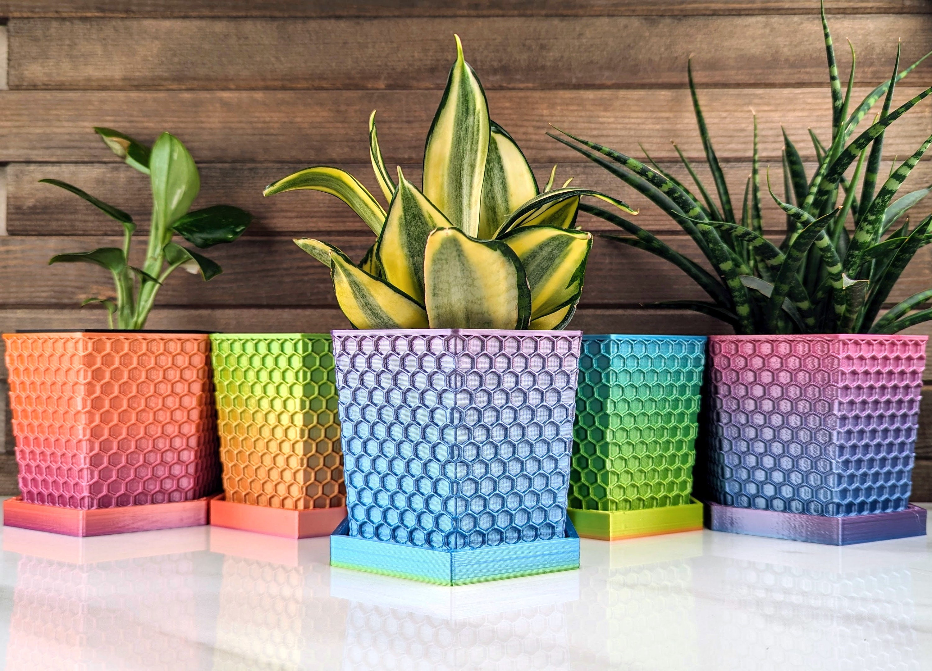 resin pot plants Pastel Pink & Forest Green Mini Resin Planter