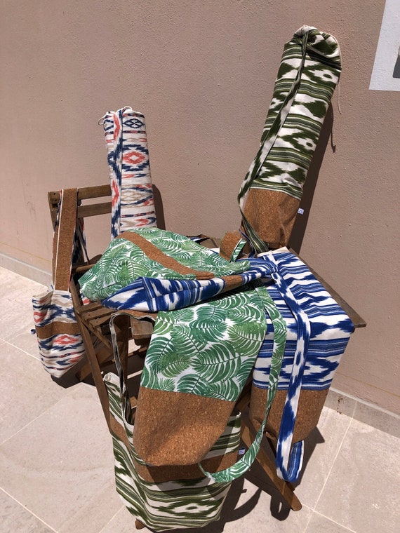 Handmade Yoga Mat Bag Set With Portuguese Cork Accent. Etsy