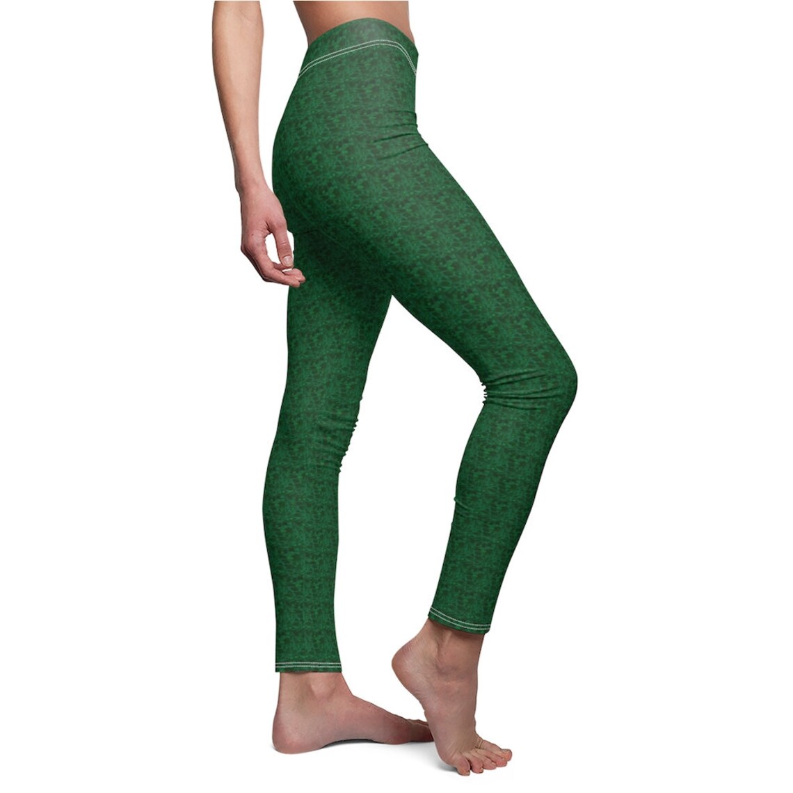 Forest Green Patterned Leggings Etsy