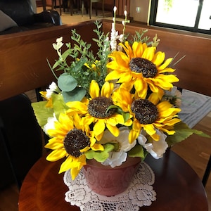 A Pot Of Sunflowers - Everyday Floral Centerpiece With Pot Forever Flowers
