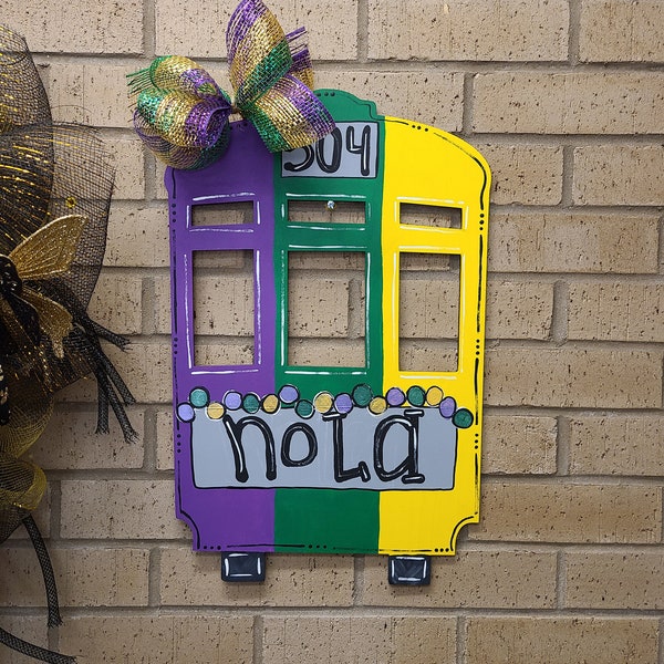 Streetcar Door Hanger | Mardi Gras Sign | Mardi Gras Door |  Mardi Gras Wreath | Mardi Gras Porch | Mardi Gras Decoration | Mardi Gras Decor