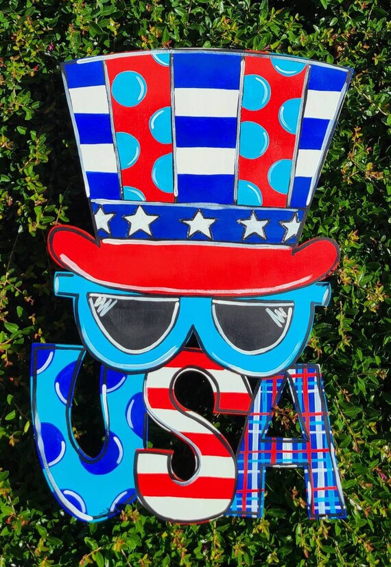 Patriotic Door Hanger American Flag Door Hanger Patriotic Etsy