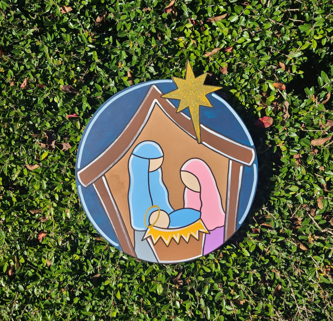 Nativity Door Hanger Baby Jesus Door Hanger Oh Holy Night Etsy