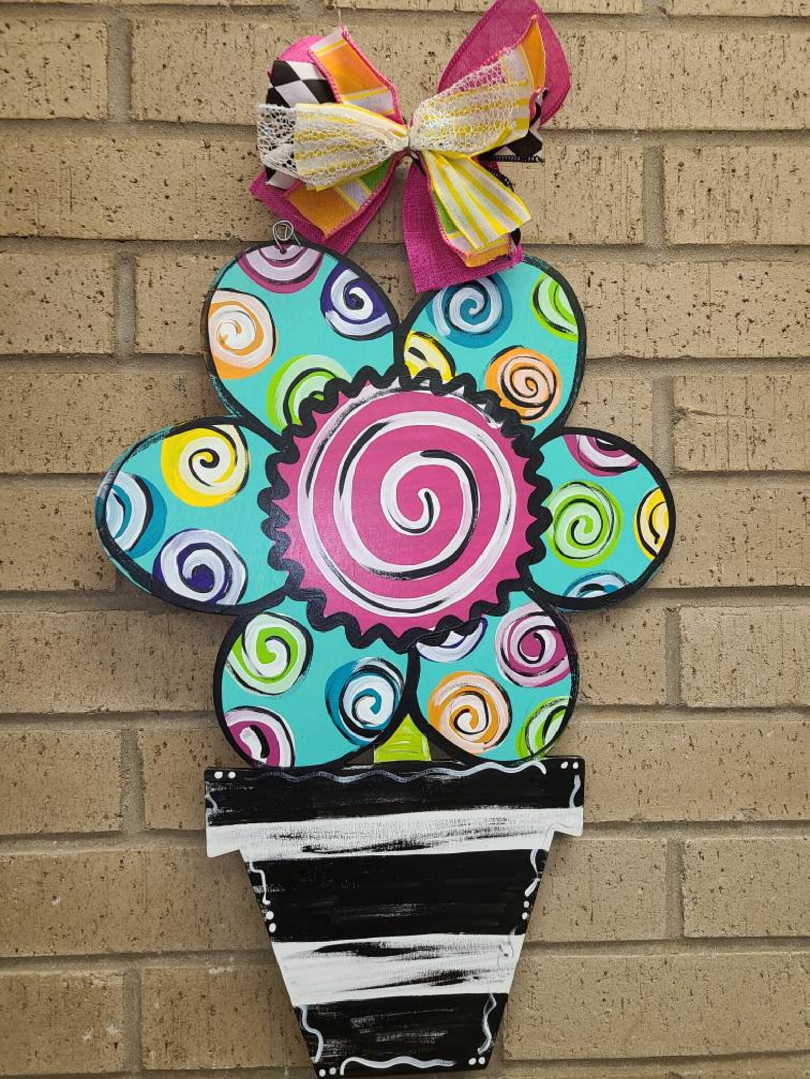 Flower Door Hanger Front Door Sign Flower Door Sign Etsy