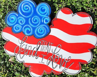 Patriotic Door Hanger | American Flag Door Hanger | Patriotic Decor | Summer Door Decor | Fourth of July Door Hanger | USA Decor